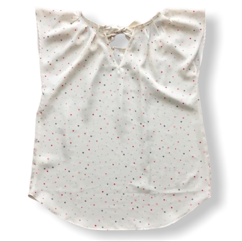 Cream Multicolored Polka Dot Sleeveless Blouse